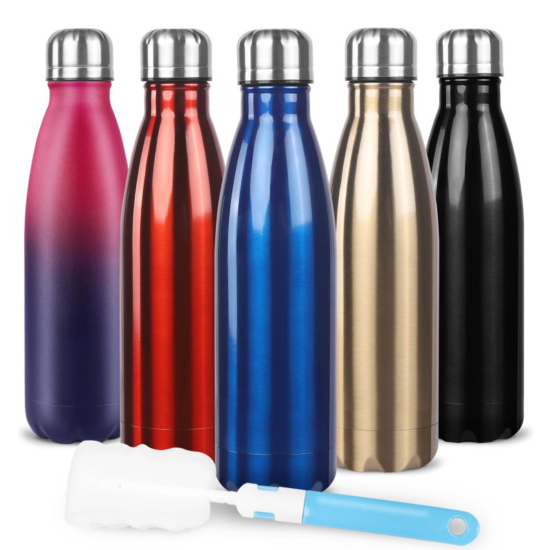 Sfee Insulated Water Bottle, 17 oz Stainless Steel Water Bottles, Double Wall Vacuum Reusable Water Bottles Leak Proof BPA-FREE Sports Bottle Cup Keep Hot&Cold for Running Gym Workout Cycling Kids - Image 1